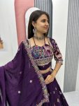 FANCY VICHITRA SILK EMBROIDERY SEQYENCE CODING THREAD WORK LEHNEGA CHOLI WITH DUPATTA PARTY WEAR WHOLESALE PRICE ETHNIC GARMENT (4)