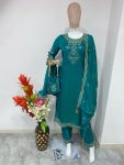 FANCY VICHITRA SILK EMBROIDERY WORK TOP BOTTOM WITH DUPATTA FESTIVE WEAR WHOLESALE PRICE ETHNIC GARMENT (3)