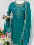 FANCY VICHITRA SILK EMBROIDERY WORK TOP BOTTOM WITH DUPATTA FESTIVE WEAR WHOLESALE PRICE ETHNIC GARMENT (3)
