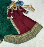 FANCY VICHITRA SILK JACQUARD WEAVING WORK GOWN WITH DUPATTA PARTY WEAR WHOLESALE PRICE ETHNIC GARMENT (3)