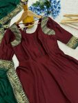 FANCY VICHITRA SILK JACQUARD WEAVING WORK GOWN WITH DUPATTA PARTY WEAR WHOLESALE PRICE ETHNIC GARMENT (3)