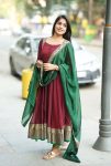 FANCY VICHITRA SILK JACQUARD WEAVING WORK GOWN WITH DUPATTA PARTY WEAR WHOLESALE PRICE ETHNIC GARMENT (3)