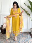 FANCY VISCOSE CHANDERI EMBROIDERY WORK TOP BOTTOM WITH DUPATTA FESTIVE WEAR WHOLESALE PRICE ETHNIC GARMENT (3)