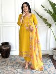 FANCY VISCOSE CHANDERI EMBROIDERY WORK TOP BOTTOM WITH DUPATTA FESTIVE WEAR WHOLESALE PRICE ETHNIC GARMENT (3)