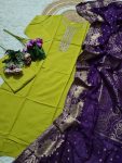 FANCY VISCOSE CHANDERI SEQUENCE CODING EMBROIDERY WORK TOP BOTTOM WITH DUPATTA FESTIVE WEAR WHOLESALE PRICE ETHNIC GARMENT (3)