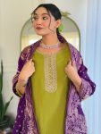 FANCY VISCOSE CHANDERI SEQUENCE CODING EMBROIDERY WORK TOP BOTTOM WITH DUPATTA FESTIVE WEAR WHOLESALE PRICE ETHNIC GARMENT (3)