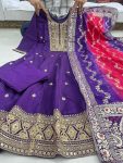 FASHIONABLE BANANA SILK GOLDEN ZARI EMBROIDERY WORK ANARKALI GOWN BOTTOM WITH DUPATTA PARTY WEAR WHOLESALE PRICE ETHNIC GARMENT (4)