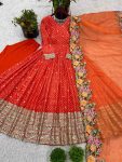FASHIONABLE CHINON SILK EMBROIDERY SEQUENCE WORK GOWN BOTTOM WITH DUPATTA PARTY WEAR WHOLESALE PRICE ETHNIC GARMENT (6)