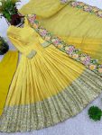 FASHIONABLE CHINON SILK EMBROIDERY SEQUENCE WORK GOWN BOTTOM WITH DUPATTA PARTY WEAR WHOLESALE PRICE ETHNIC GARMENT (3)
