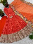 FASHIONABLE CHINON SILK EMBROIDERY SEQUENCE WORK GOWN BOTTOM WITH DUPATTA PARTY WEAR WHOLESALE PRICE ETHNIC GARMENT (6)