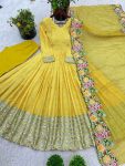 FASHIONABLE CHINON SILK EMBROIDERY SEQUENCE WORK GOWN BOTTOM WITH DUPATTA PARTY WEAR WHOLESALE PRICE ETHNIC GARMENT (3)
