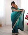 FASHIONABLE CHINON SILK THREAD SEQUENCE LACE WORK SAREE WITH UNSTITCHED BLOUSE PARTY WEAR WHOLESALE PRICE ETHNIC GARMENT (2)