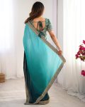 FASHIONABLE CHINON SILK THREAD SEQUENCE LACE WORK SAREE WITH UNSTITCHED BLOUSE PARTY WEAR WHOLESALE PRICE ETHNIC GARMENT (2)