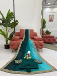 FASHIONABLE CHINON SILK THREAD SEQUENCE LACE WORK SAREE WITH UNSTITCHED BLOUSE PARTY WEAR WHOLESALE PRICE ETHNIC GARMENT (2)