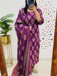 FASHIONABLE COTTON AJARAKH  PRINTED TOP BOTTOM WITH DUPATTA WINE