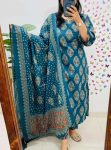 FASHIONABLE COTTON AJARAKH PRINTED TOP BOTTOM WITH DUPATTA PARTY WEAR WHOLESALE PRICE ETHNIC GARMENT (6)