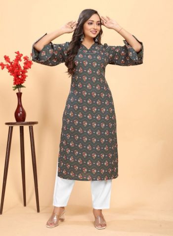 FASHIONABLE COTTON DIGITAL PRINTED TOP PENT SET BLACK