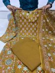 FASHIONABLE COTTON PRINTED EMBROIDERY WORK TOP BOTTOM WITH DUPATTA PARTY WEAR WHOLESALE PRICE ETHNIC GARMENT (3)