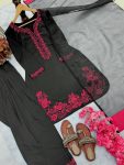 FASHIONABLE CREPE MOTI EMBROIDERY SEQUENCE WORK TOP PATIYALA WITH DUPATTA PARTY WEAR WHOLESALE PRICE ETHNIC GARMENT (3)