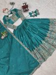 FASHIONABLE CREPE SILK SEQUENCE THREAD EMBROIDERY WORK LEHENGA CHOLI WITH DUPATTA PARTY WEAR WHOLESALE PRICE ETHNIC GARMENT (4)