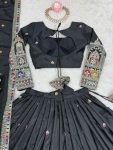 FASHIONABLE CREPE SILK SEQUENCE THREAD EMBROIDERY WORK LEHENGA CHOLI WITH DUPATTA PARTY WEAR WHOLESALE PRICE ETHNIC GARMENT (9)