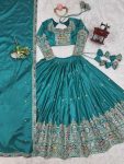 FASHIONABLE CREPE SILK SEQUENCE THREAD EMBROIDERY WORK LEHENGA CHOLI WITH DUPATTA PARTY WEAR WHOLESALE PRICE ETHNIC GARMENT (4)