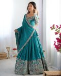 FASHIONABLE CREPE SILK SEQUENCE THREAD EMBROIDERY WORK LEHENGA CHOLI WITH DUPATTA PARTY WEAR WHOLESALE PRICE ETHNIC GARMENT (4)
