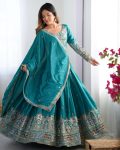 FASHIONABLE CREPE SILK SEQUENCE THREAD EMBROIDERY WORK LEHENGA CHOLI WITH DUPATTA PARTY WEAR WHOLESALE PRICE ETHNIC GARMENT (4)