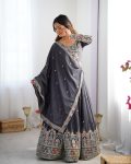 FASHIONABLE CREPE SILK SEQUENCE THREAD EMBROIDERY WORK LEHENGA CHOLI WITH DUPATTA PARTY WEAR WHOLESALE PRICE ETHNIC GARMENT (9)