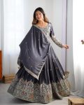 FASHIONABLE CREPE SILK SEQUENCE THREAD EMBROIDERY WORK LEHENGA CHOLI  WITH DUPATTA BLACK