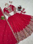 FASHIONABLE CREPE SILK SEQUENCE THREAD EMBROIDERY WORK LEHENGA CHOLI WITH DUPATTA WEDDING WEAR WHOLESALE PRICE ETHNIC GARMENT (3)