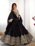 FASHIONABLE CREPE SILK SEQUENCE THREAD EMBROIDERY WORK LEHENGA CHOLI WITH DUPATTA WEDDING WEAR WHOLESALE PRICE ETHNIC GARMENT (10)