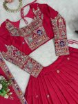FASHIONABLE CREPE SILK SEQUENCE THREAD EMBROIDERY WORK LEHENGA CHOLI WITH DUPATTA WEDDING WEAR WHOLESALE PRICE ETHNIC GARMENT (3)