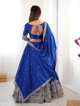 FASHIONABLE CREPE SILK SEQUENCE THREAD EMBROIDERY WORK LEHENGA CHOLI WITH DUPATTA WEDDING WEAR WHOLESALE PRICE ETHNIC GARMENT (7)