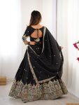 FASHIONABLE CREPE SILK SEQUENCE THREAD EMBROIDERY WORK LEHENGA CHOLI WITH DUPATTA WEDDING WEAR WHOLESALE PRICE ETHNIC GARMENT (10)