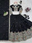 FASHIONABLE CREPE SILK SEQUENCE THREAD EMBROIDERY WORK LEHENGA CHOLI WITH DUPATTA WEDDING WEAR WHOLESALE PRICE ETHNIC GARMENT (10)