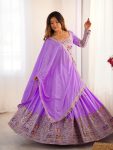 FASHIONABLE CREPE SILK SEQUENCE THREAD EMBROIDERY WORK LEHENGA CHOLI WITH DUPATTA WEDDING WEAR WHOLESALE PRICE ETHNIC GARMENT (17)