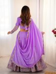 FASHIONABLE CREPE SILK SEQUENCE THREAD EMBROIDERY WORK LEHENGA CHOLI WITH DUPATTA WEDDING WEAR WHOLESALE PRICE ETHNIC GARMENT (17)