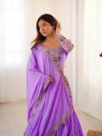 FASHIONABLE CREPE SILK SEQUENCE THREAD EMBROIDERY WORK LEHENGA CHOLI WITH DUPATTA WEDDING WEAR WHOLESALE PRICE ETHNIC GARMENT (17)