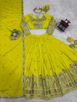 FASHIONABLE CREPE SILK SEQUENCE THREAD EMBROIDERY WORK LEHENGA CHOLI WITH DUPATTA WEDDING WEAR WHOLESALE PRICE ETHNIC GARMENT (14)