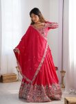 FASHIONABLE CREPE SILK SEQUENCE THREAD EMBROIDERY WORK LEHENGA CHOLI  WITH DUPATTA RANI