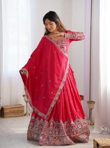 FASHIONABLE CREPE SILK SEQUENCE THREAD EMBROIDERY WORK LEHENGA CHOLI  WITH DUPATTA RANI