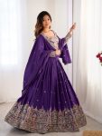 FASHIONABLE CREPE SILK SEQUENCE THREAD EMBROIDERY WORK LEHENGA CHOLI WITH DUPATTA WEDDING WEAR WHOLESALE PRICE ETHNIC GARMENT (3)