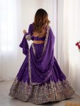 FASHIONABLE CREPE SILK SEQUENCE THREAD EMBROIDERY WORK LEHENGA CHOLI WITH DUPATTA WEDDING WEAR WHOLESALE PRICE ETHNIC GARMENT (3)