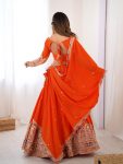 FASHIONABLE CREPE SILK SEQUENCE THREAD EMBROIDERY WORK LEHENGA CHOLI WITH DUPATTA WEDDING WEAR WHOLESALE PRICE ETHNIC GARMENT (2)
