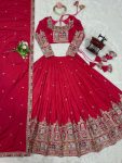 FASHIONABLE CREPE SILK SEQUENCE THREAD EMBROIDERY WORK LEHENGA CHOLI WITH DUPATTA WEDDING WEAR WHOLESALE PRICE ETHNIC GARMENT (3)
