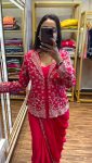 FASHIONABLE DIAMOND SILK EMBROIDERY SEQUENCE WORK READY TO WEAR SAREE BLOUSE WITH JACKET PARTY WEAR WHOLESALE PRICE ETHNIC GARMENT (1)