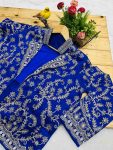 FASHIONABLE DIAMOND SILK EMBROIDERY SEQUENCE WORK READY TO WEAR SAREE BLOUSE WITH JACKET PARTY WEAR WHOLESALE PRICE ETHNIC GARMENT (3)