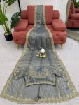 FASHIONABLE FENDY SILK CODING SEQUENCE WORK SAREE WITH UNSTITCHED BLOUSE PARTY WEAR WHOLESALE PRICE ETHNIC GARMENT (6)