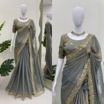 FASHIONABLE FENDY SILK CODING SEQUENCE WORK SAREE WITH UNSTITCHED BLOUSE PARTY WEAR WHOLESALE PRICE ETHNIC GARMENT (6)